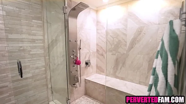 Step brother and step sister showering together