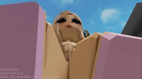 ROBADDIES - AUDITION N°3 - SARA HOT COLOMBIAN GIRL GIVES A BLOWJOB IN THE SWIMMING POOL