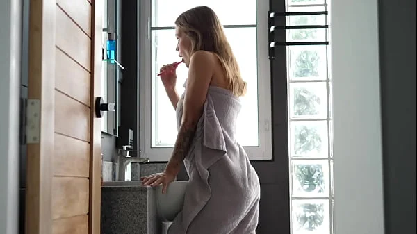 Morning sex in the bathroom after a shower real homemade ️