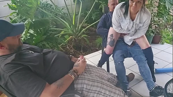 Cuckold Friend fucking my wife while i jerk of and cum on them fucking