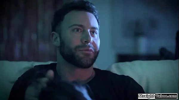 Stepdad sucked off by stepdaughters gf and his stepson joins