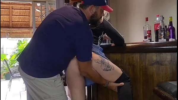 Qute blonde teen bends over for big dick