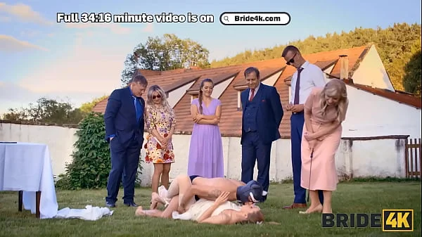 BRIDE4K. Blonde bride with natural tits enjoyed a good fuck on her kinky wedding