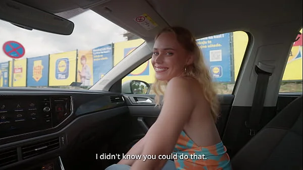 My hot stepmother sucks my cock in the supermarket car park while we wait for my step father