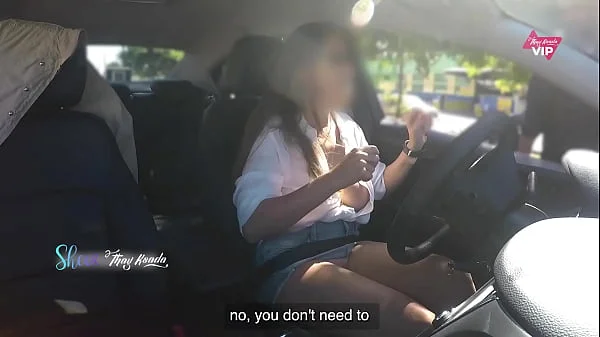 Hot wife without panties asking for directions and letting the stranger touch her