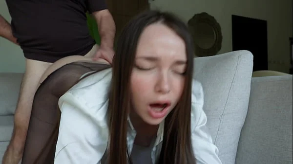 Pantyhose Babe Gets Her Tights Ripped, Fucked Hard & Facial Cumshot