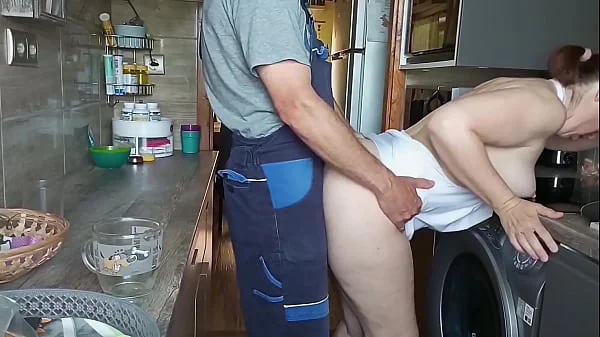 Sexy mature wife has a great fuck with the dishwasher repairman