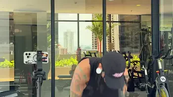 A sweaty, strong guy at the gym asks a neighbor in the building to smell his cock so he can fuck her later.