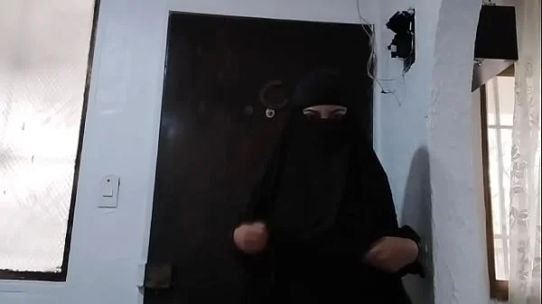 MILF Muslim Arab Step Mom Amateur Rides Anal Dildo And Squirts In Black Niqab Hijab On Webcam