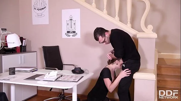 Extremely hot and busty widow Cathy Heaven can't wait to taste that cock