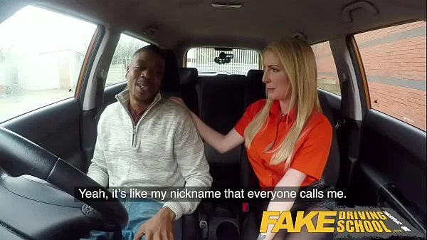 Fake Driving School Long black cock pleases busty blonde examiner
