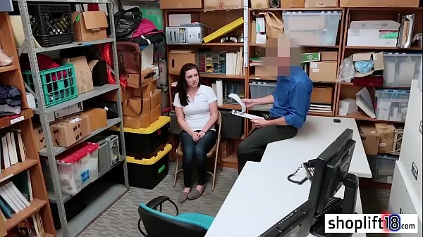 Tattooed big tits teen busted by a cop because of fraud