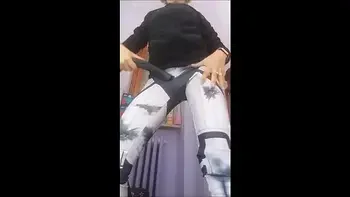 what a naughty housewife! all naked and struggling with the vacuum cleaner