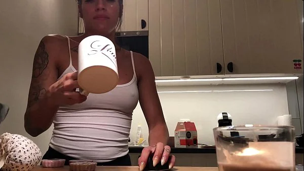 Perfect Pokies on the Kitchen Cam, Braless Sylvia and her Amazing Nipples