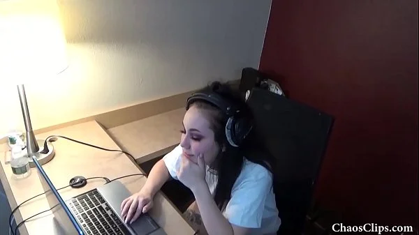 18 year old Lenna Lux masturbating in headphones
