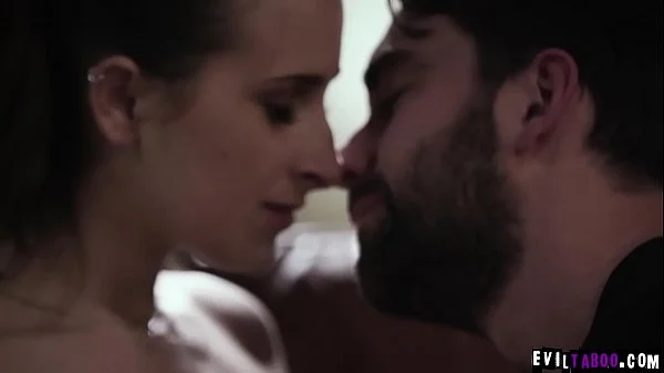 Charming teen dauther Ashley Adams is so kind to give her pussy and ass and double fucked by her horny boyfriend and evil stepdad.