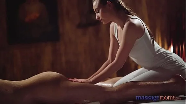 Massage Rooms petite Czech blonde Lady Bug slippery handjob and cowgirl sex