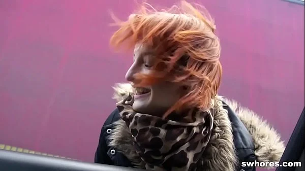 Amateur redhead street whore loves outdoor cock sucking