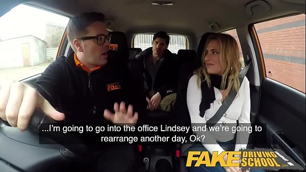 Fake Driving Horny blonde American learners squirting orgasms