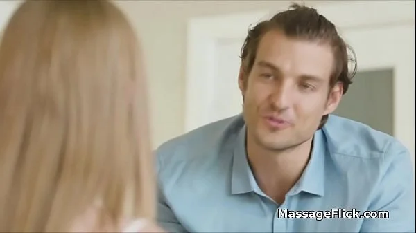 Lovely couple joined by busty teen masseuse