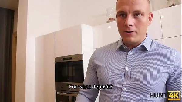 HUNT4K. Blonde in stockings and shirt is ready for sex to close deal