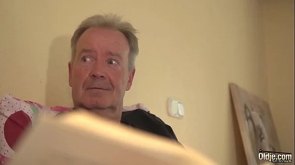 Big cock grandpa fucks tiny pussy teen girlfriend open mouth cumshot