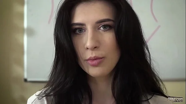 Busty amateur teen makes her boss horny and he fucks her