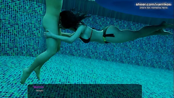 Hot underwater blowjob deepthroat from a gorgeous black-haired milf with a big ass and nice tits l My sexiest gameplay moments l Milfy City l Part #17