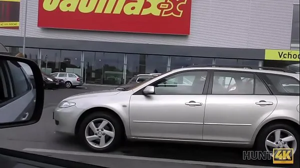 HUNT4K. Lovely teen girl has big boobs and shaved twat to sell them