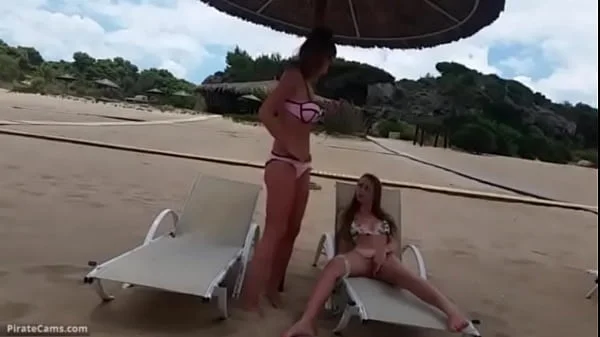 Two Girls have a Fun Time at the Beach