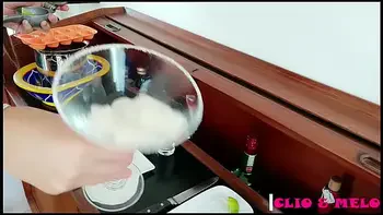Clio swallows sperm with 7 cumshot icecubes TEASER