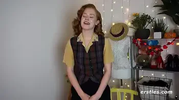 Sweet English Redhead Gets Off In Red Nightie