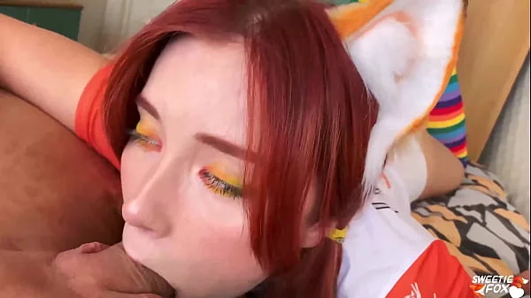 Ahegao Face Babe Deep Sucking Big Dick and Doggy Fuck - Creampie