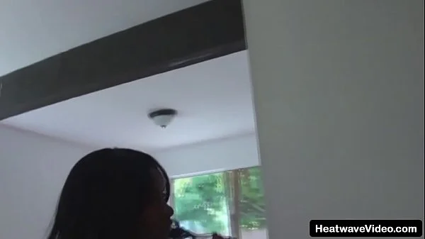 Chocolate teen with supple tits is fucked by white guy