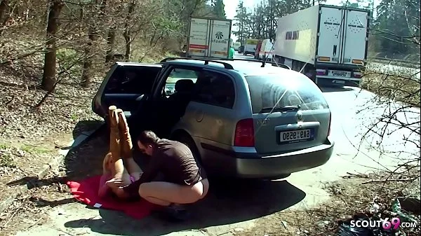 Real Teen Street Outdoor Fuck on Parking Spot by Client