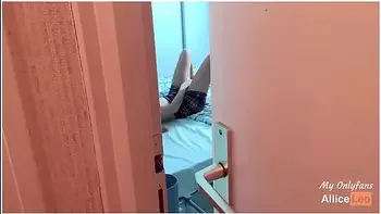 J Watch My Stepsister As She Masturbates. I Offer Her My Cock And She Accepts!!