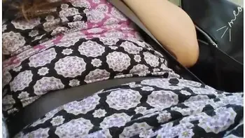 Public Car Play Makes Me Excited! Hairy Pussy Thick Thighs Slut In Passenger Seat Flashes