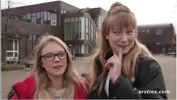 German Girls Enjoy Themselves In A Library In Berlin