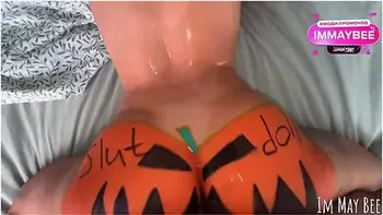The Local Slut Gets Fucked By The Whole Town On Halloween
