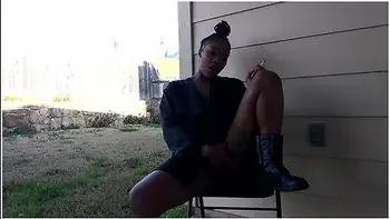Sweetbutttasty Smoking And Fingering Herself In The Backyard!!!!!