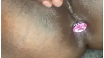 Super Wet Ebony Bbw Plays With New Rose Toy