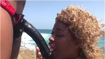 Porsha Carrera Pull Out Her Big Strapon And Breaks In Nina Rivera On The Beach