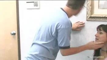 Sweet Brunette Secretary Nadia Styles Blowjob and Pussy Eating in High Heels