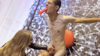 Mistress Zeida CBT Ball Slapping Punishment with Heavy Dildo Torment