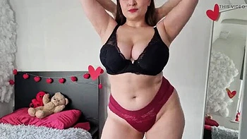 Big Ass BBW TinniAngel Try On Haul - Red Lace Panties Tease & Changing in Front of You
