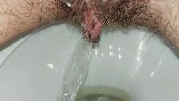 Hairy Housewife GinnaGg Pissing Close Up Toilet Pee Play