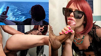 Public Toilet Blowjob on Boat - Italian MILF Deep Throat and Cum in Mouth