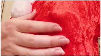 Christmas 2022, Clitoris Bare Standing Masturbation In Santa Cosplay