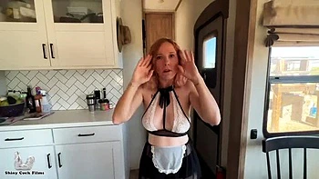 Step Aunt Jane Cane Secret Job Exposed - Big Tits Blowjob Cumshot MILF POV