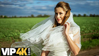 Bride Cheats on Wedding Day with Stranger in Car - Natural Tits & Pussy Exposed